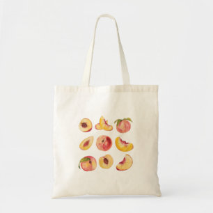 Waterverf en kleurrijke verse perzikplakjes, tote bag