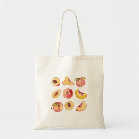 Waterverf en kleurrijke verse perzikplakjes, tote bag (Voorkant)