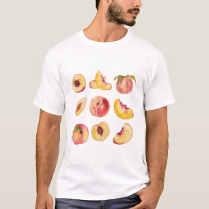 Waterverf en kleurrijke verse perzikschijfjes, t-shirt