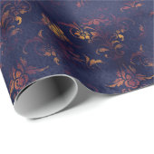 Waterverf en koper Patina Damask Pattern Cadeaupapier (Rol Hoek)