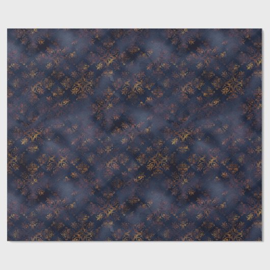 Waterverf en koper Patina Damask Pattern Cadeaupapier (Vlak)