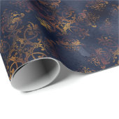 Waterverf en koper Patina Damask Pattern Cadeaupapier (Rol Hoek)