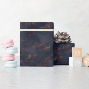 Waterverf en koper Patina Damask Pattern Cadeaupapier