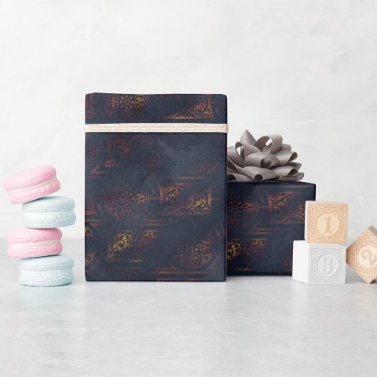 Waterverf en koper Patina Damask Pattern Cadeaupapier (Baby Shower)