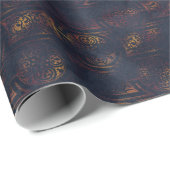 Waterverf en koper Patina Damask Pattern Cadeaupapier (Rol Hoek)