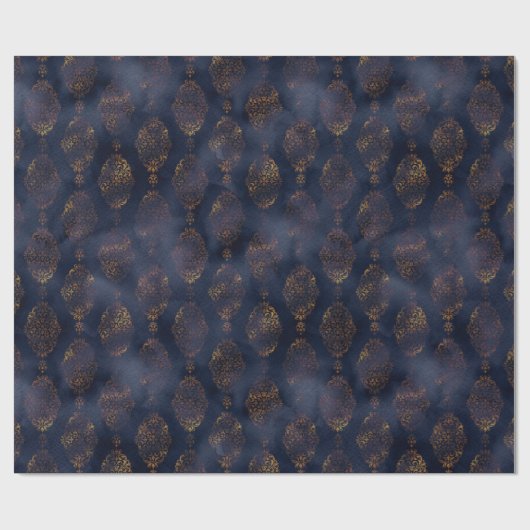 Waterverf en koper Patina Damask Pattern Cadeaupapier (Vlak)