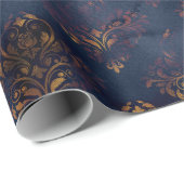 Waterverf en koper Patina Damask Pattern Cadeaupapier (Rol Hoek)