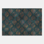 Waterverf en koper Patina Damask Pattern Inpakpapier Vel (Voorkant 2)