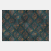 Waterverf en koper Patina Damask Pattern Inpakpapier Vel (Voorkant)