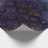 Waterverf- en koperdamaspatroon cadeaupapier (Hoek)