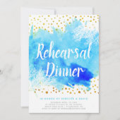Waterverf- en koraalrif-trouwrepetitie diner kaart (Voorkant)