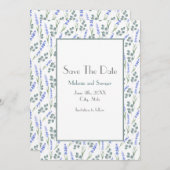 Waterverf en lavendel eucalyptuspatroon  save the date (Voorkant / Achterkant)