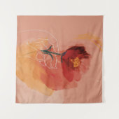 Waterverf en lijnschets van handhoudbloem wandkleed (Voorkant (horizontaal))