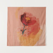 Waterverf en lijnschets van handhoudbloem wandkleed (Voorkant)