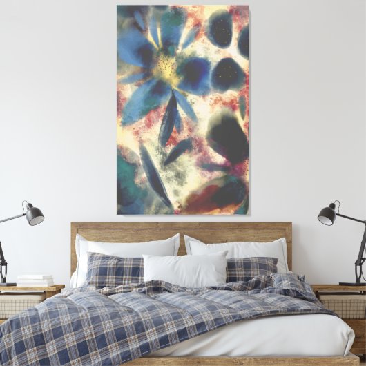  Waterverf en mousserende bloemen Canvas Afdruk (Insitu (Slaapkamer))