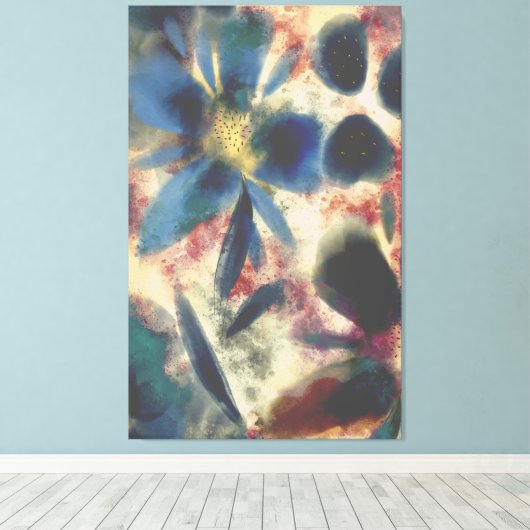 Waterverf en mousserende bloemen Canvas Afdruk (Insitu (Houten vloer))