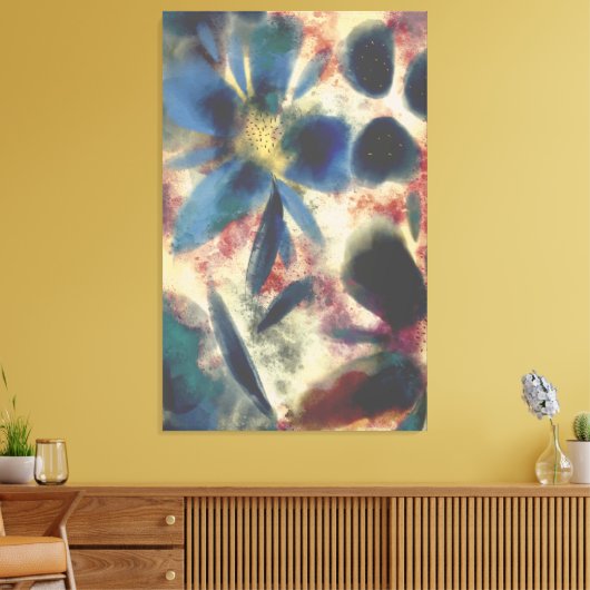  Waterverf en mousserende bloemen Canvas Afdruk (Insitu (Woonkamer))