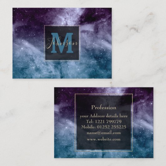 Waterverf en nebula abstract ontwerp visitekaartje (Voorkant / Achterkant)