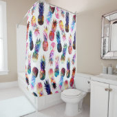 Waterverf en Nebula Ananassen Illustratie Douchegordijn (In situ)