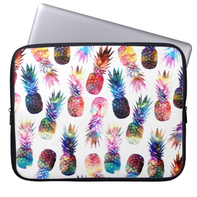 Waterverf en Nebula Ananassen Illustratie Laptop Sleeve (Voorkant)