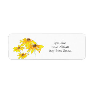 Waterverf en Pen Black Eyed Susan Etiket