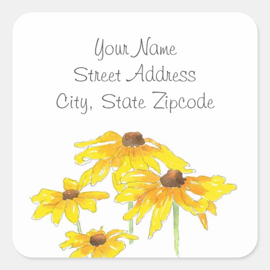 'Waterverf en pen Black Eyed Susan' labels (Voorkant)