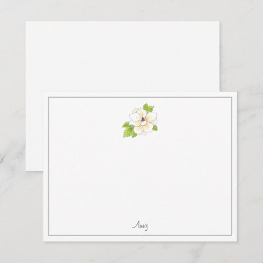 Waterverf en pen Magnolia Flower Notitiekaartje (Voorkant / Achterkant)