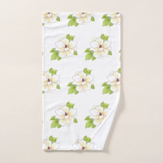 Waterverf en Pen Magnolia Flower Pattern Bad Handdoek (Handdoek)
