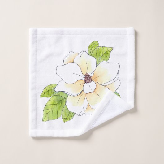 Waterverf en Pen Magnolia Flower Pattern Bad Handdoek (Wasdoekje)