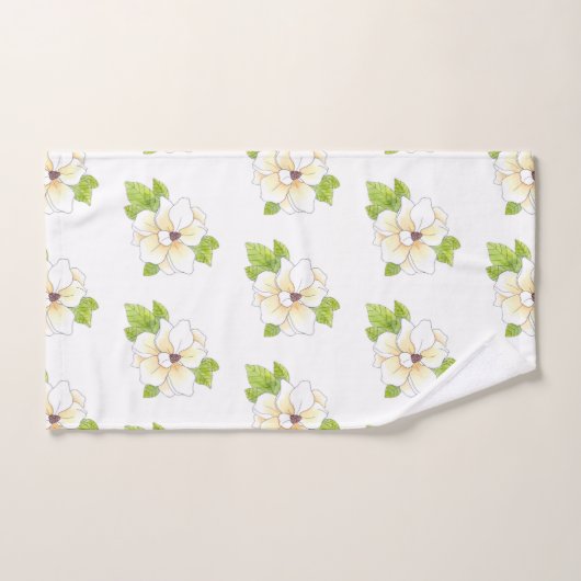 Waterverf en Pen Magnolia Flower Pattern Bad Handdoek (Handdoek)