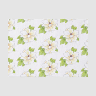 Waterverf en Pen Magnolia Flower Pattern Tissuepapier