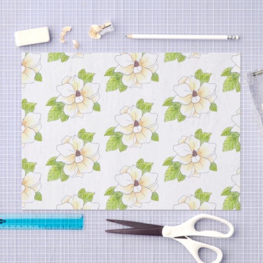 Waterverf en Pen Magnolia Flower Pattern Tissuepapier (Craft)