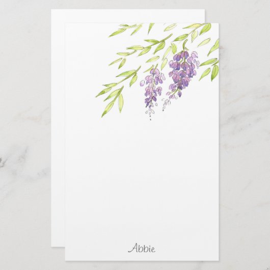 Waterverf en Pen Wisteria Briefpapier (Voorkant / Achterkant)