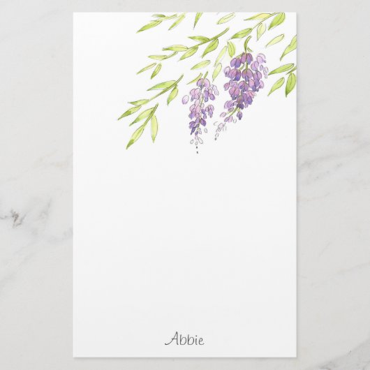 Waterverf en Pen Wisteria Briefpapier (Voorkant)