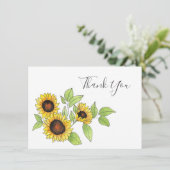 Waterverf en Pen Zonnebloemen Bedankkaart (Staand voorkant)