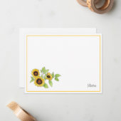 Waterverf en Pen Zonnebloemen Notitiekaartje (Voorkant / Achterkant in situ)