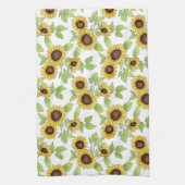 Waterverf en pen Zonnebloemen Patroon Theedoek (Verticaal)