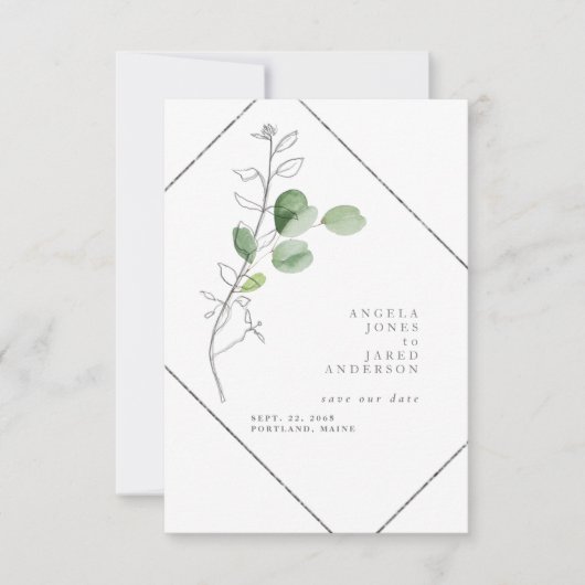 Waterverf en potloodafvoer besparen op de datum save the date (Voorkant)