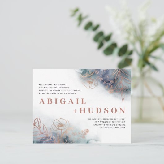 Waterverf en Roos gouden bruiloft van de Chinese m Uitnodiging Briefkaart