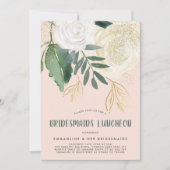 Waterverf en Rozen van Glitter Bridesmaids Luncheo Kaart (Voorkant)