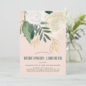 Waterverf en Rozen van Glitter Bridesmaids Luncheo Kaart (Staand voorkant)