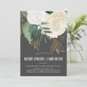 Waterverf en Rozen van Glitter Bridesmaids Luncheo Kaart (Staand voorkant)