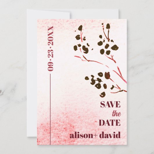 Waterverf en tak Japandi foto Redden De Save The Date (Voorkant)