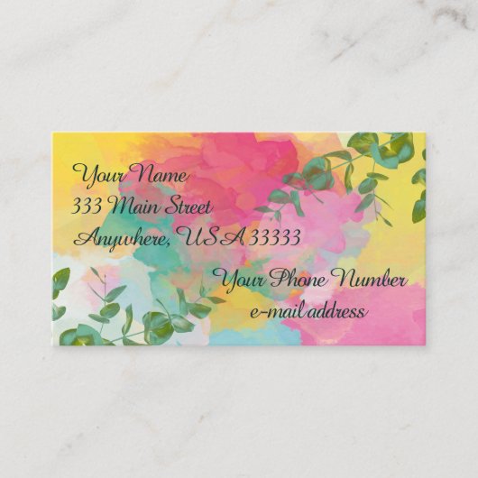 Waterverf en wijnstokken visitekaartje (Voorkant)