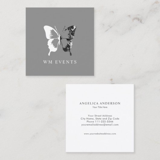 Waterverf en witte vlinder vierkante visitekaartje (Voorkant / Achterkant)