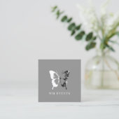 Waterverf en witte vlinder vierkante visitekaartje (Staand voorkant)