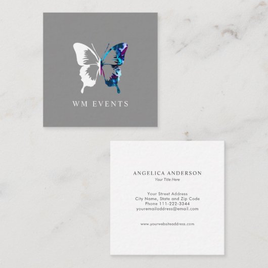 Waterverf en witte vlinder vierkante visitekaartje (Voorkant / Achterkant)