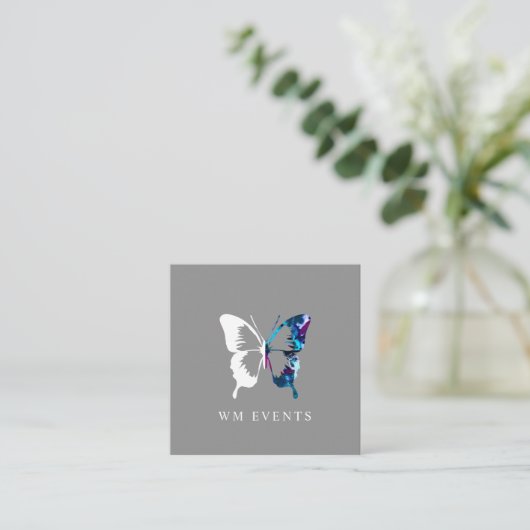 Waterverf en witte vlinder vierkante visitekaartje (Staand voorkant)