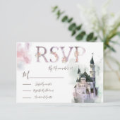 Waterverf Enchanted Castle antwoordkaarten RSVP (Staand voorkant)