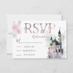 Waterverf Enchanted Castle antwoordkaarten RSVP Kaartje